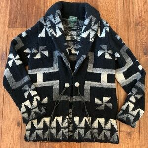Lauren Ralph Lauren Hand Knit Lambswool Shawl Cardigan Sweater, Petite